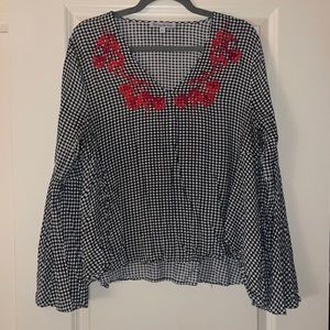 Gingham Bell Sleeves Top